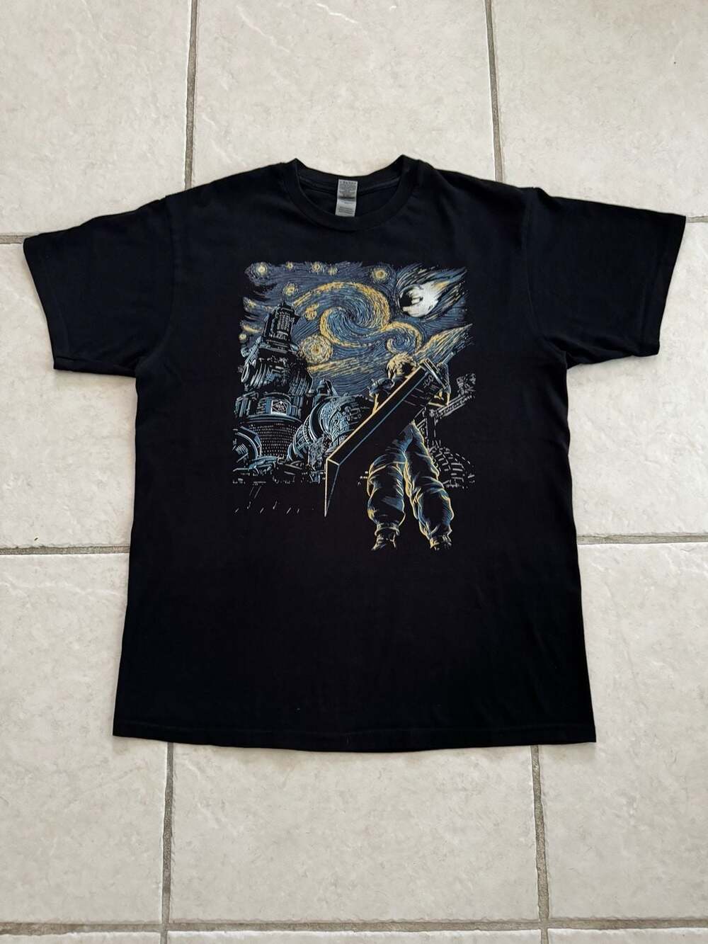 Final Fantasy VII Starry Remake Cloud Strife Graphic T-Shirt